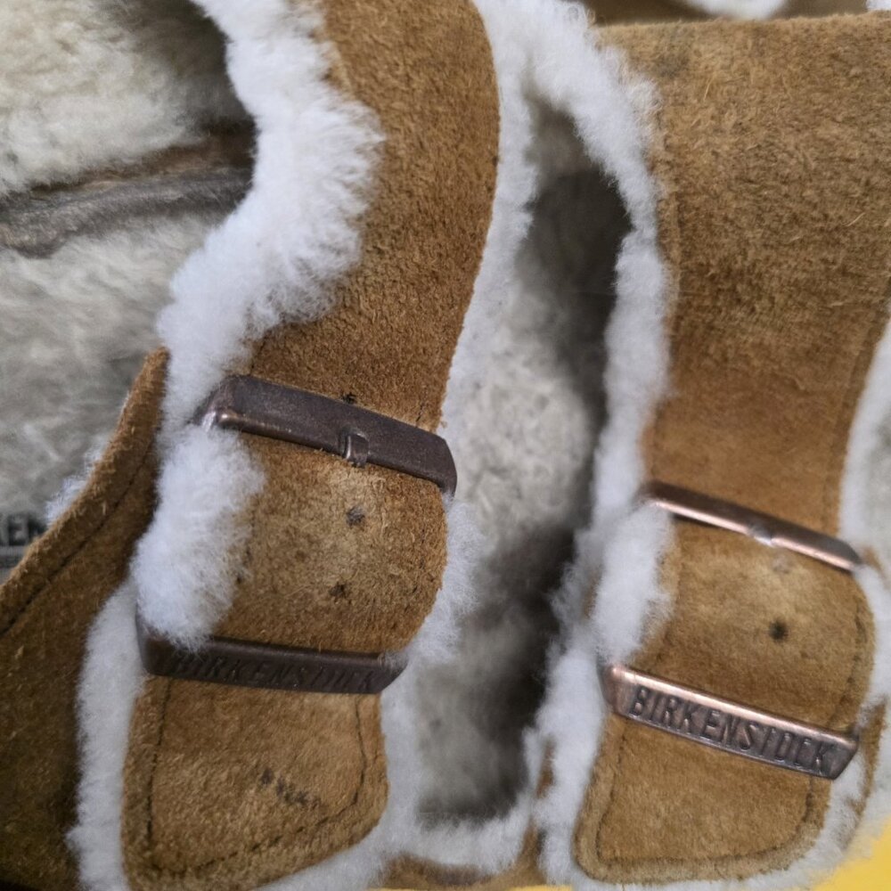 Birkenstock Arizona Shearling Slides Brown Suede Leather Size 42 - US L 11 M 9 - Picture 5 of 8